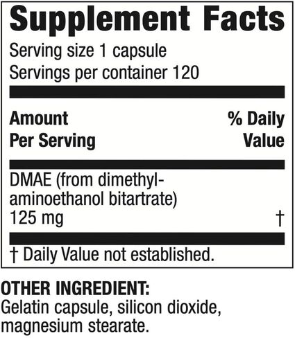 Life Enhancement DMAE - Dimethylaminoethanol Bitartrate for Enhancing Memory Function, Acetylcholine (ACH) Synthesis - 125 mg DMAE Bitartrate Supplement - 120 Servings in Kuwait