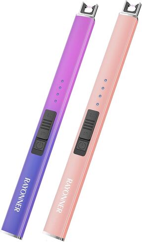 RAYONNER Lighter Electric Lighter Candle Lighter Rechargeable USB Lighter Arc Lighter (Rose Gold*2, 1Count（Pack of 2）) in Saudi Arabia