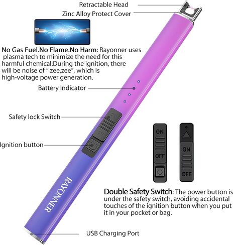 RAYONNER Lighter Electric Lighter Candle Lighter Rechargeable USB Lighter Arc Lighter (Rose Gold*2, 1Count（Pack of 2）) in Saudi Arabia