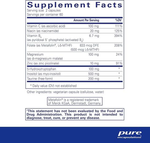 Pure Encapsulations SeroPlus | Hypoallergenic Serotonin Support to Support Moderate Occasional Stress | 120 Capsules in Saudi Arabia