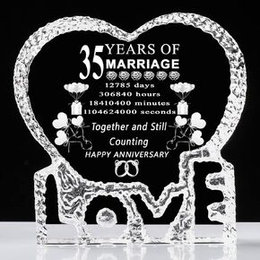 10 Years 10th Tenth Wedding Anniversary Crystal Gifts Laser Crystal Heart Marriage Keepsake Decoration for Couple Friends Women Man Mom Dad Parents Him Her Husband Wife