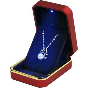 صندوق خاتم Smileshe للنساء والفتيات، صناديق مجوهرات مع ضوء LED، حقيبة حامل خاتم هدايا لحفلات الزفاف والخطوبة (صندوق الخاتم - أحمر داكن) in Kuwait