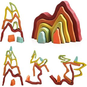 JETMHH Wooden Tree Toys Balancing Stone Blocks | Wooden Sorting Stacking Balancing Stone Rocks for Toddlers 3+ | Lightweight Colorful Educational Toys (Forest) in Saudi Arabia