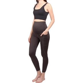 Leite Apparel Women's Spacedye Maternity High Waisted Yoga Leggings/Pants with Pockets