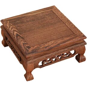 GOLDY&WENDY Chinese Wooden Rosewood Base Rectangular Chicken Wing Wood Carved Stand Base Vase Plant Buddha Statue Fish Tank Pedestal