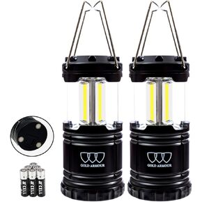 Gold Armour Camping Lantern, LED Lantern Battery Powered Lanterns, Survival Kits for Power Outages, Hurricane, Emergencies, Camping Accessories, Alkaline Batteries Included (2 Pack) in Kuwait