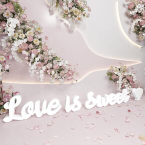 White Love Is Sweet Sign For Wedding Table, Wooden Love Is Sweet & Heart Sign For Dessert Table Decor, Freestanding Love Is Sweet For Wedding, Bridal Shower, Anniversary and Home Decoration