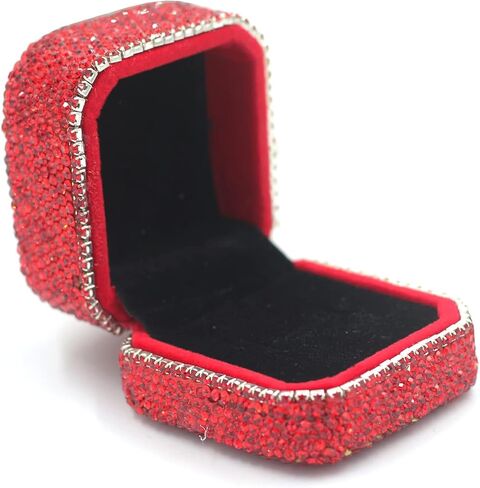 Bestbling Luxury Crystal Ring Box Earrings Pendant Ring Case Jewelry Display Storage Box Gift Box for Proposal Ring, Ceremony, Wedding Anniversary Valentine's Day (White) in Saudi Arabia