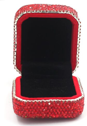 Bestbling Luxury Crystal Ring Box Earrings Pendant Ring Case Jewelry Display Storage Box Gift Box for Proposal Ring, Ceremony, Wedding Anniversary Valentine's Day (White) in Saudi Arabia
