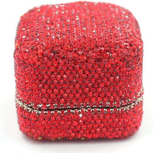 Bestbling Luxury Crystal Ring Box Earrings Pendant Ring Case Jewelry Display Storage Box Gift Box for Proposal Ring, Ceremony, Wedding Anniversary Valentine's Day (White) in Saudi Arabia