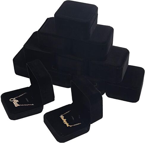 RJ Displays-12 Piece Plush Velvet Pendant Earring Necklace Jewelry Display Box for Anniversary, Wedding, Engagement, Proposal, Christmas., Valentine, Mother's Day Jewelry Gift (Black) in Saudi Arabia