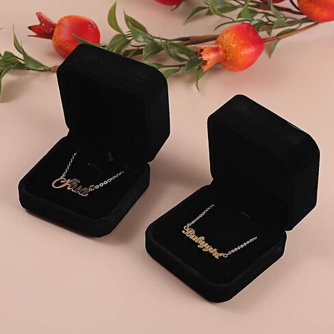 RJ Displays-12 Piece Plush Velvet Pendant Earring Necklace Jewelry Display Box for Anniversary, Wedding, Engagement, Proposal, Christmas., Valentine, Mother's Day Jewelry Gift (Black) in Saudi Arabia