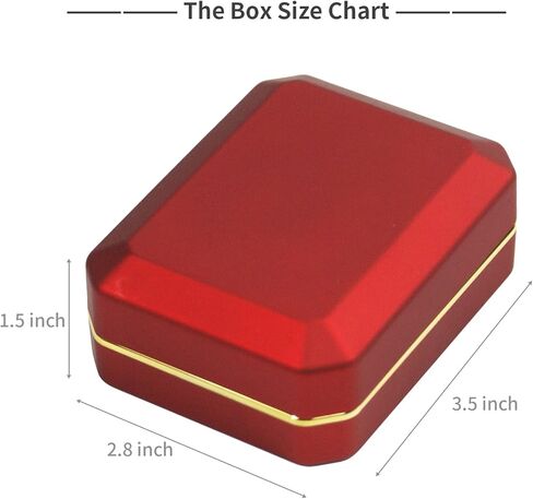 صندوق خاتم Smileshe للنساء والفتيات، صناديق مجوهرات مع ضوء LED، حقيبة حامل خاتم هدايا لحفلات الزفاف والخطوبة (صندوق الخاتم - أحمر داكن) in Kuwait
