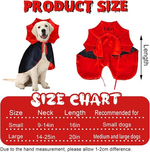 GOYOSWA Dog Halloween Costumes, Dog Vampire Devil Cloak Cape Costume Halloween Costumes for Small Medium Large Dogs Pets (Large) in Saudi Arabia
