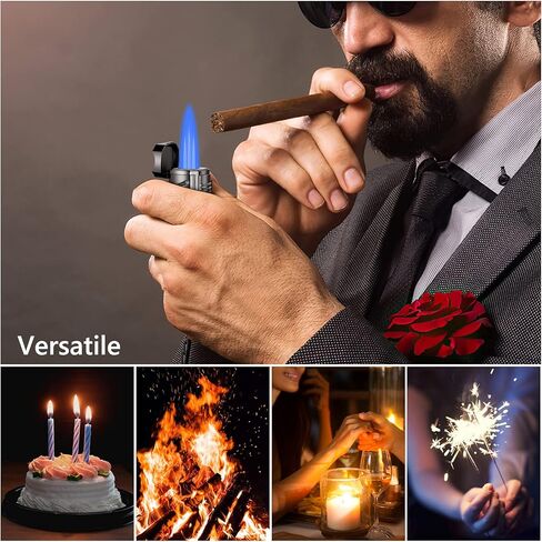 ولاعة شعلة السيجار، ولاعة نفاثة بوتان ثلاثية اللهب قابلة لاعادة الملء، اداة لتثقيب السيجار، محسن سحب السيجار، حامل سيجار، ولاعات الكل في واحد، قاطع سيجار، اكسسوارات سيجار، هدايا للرجال - الغاز غير in Kuwait
