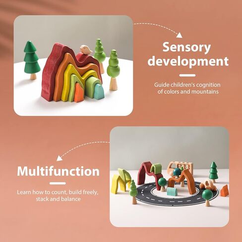 JETMHH Wooden Tree Toys Balancing Stone Blocks | Wooden Sorting Stacking Balancing Stone Rocks for Toddlers 3+ | Lightweight Colorful Educational Toys (Forest) in Saudi Arabia