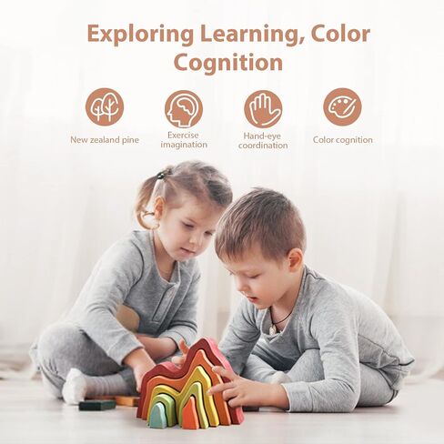 JETMHH Wooden Tree Toys Balancing Stone Blocks | Wooden Sorting Stacking Balancing Stone Rocks for Toddlers 3+ | Lightweight Colorful Educational Toys (Forest) in Saudi Arabia