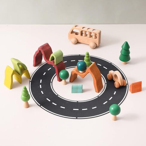 JETMHH Wooden Tree Toys Balancing Stone Blocks | Wooden Sorting Stacking Balancing Stone Rocks for Toddlers 3+ | Lightweight Colorful Educational Toys (Forest) in Saudi Arabia