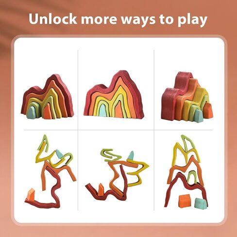 JETMHH Wooden Tree Toys Balancing Stone Blocks | Wooden Sorting Stacking Balancing Stone Rocks for Toddlers 3+ | Lightweight Colorful Educational Toys (Forest) in Saudi Arabia