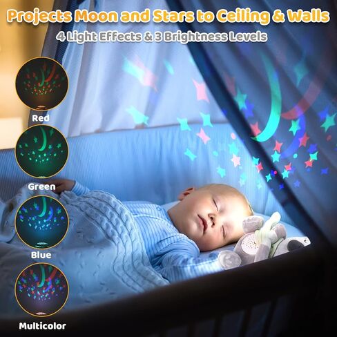 Baby Soother, Portable Sound Machine Baby with Projector, Night Light, 15 Lullabies, Baby White Noise Machine for Cribs Travel Newborns, Auto-Off & Volume Control, Baby Shower Gifts Infants Girls Boys in Kuwait