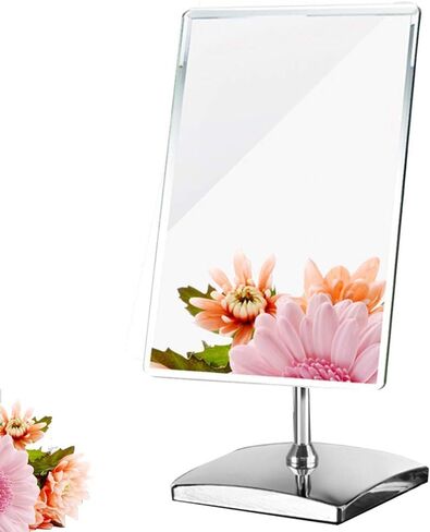 Free Standing Dressing Table Vanity Mirror,Square Detachable Angle Adjustable Frameless Design for Bedroom Desk Bathroom Countertop Makeup Shaving Large 25 x 18cm Reflective Chrome in Saudi Arabia