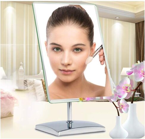 Free Standing Dressing Table Vanity Mirror,Square Detachable Angle Adjustable Frameless Design for Bedroom Desk Bathroom Countertop Makeup Shaving Large 25 x 18cm Reflective Chrome in Saudi Arabia