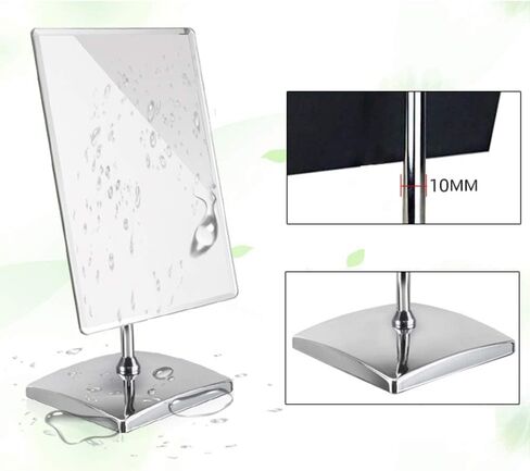 Free Standing Dressing Table Vanity Mirror,Square Detachable Angle Adjustable Frameless Design for Bedroom Desk Bathroom Countertop Makeup Shaving Large 25 x 18cm Reflective Chrome in Saudi Arabia