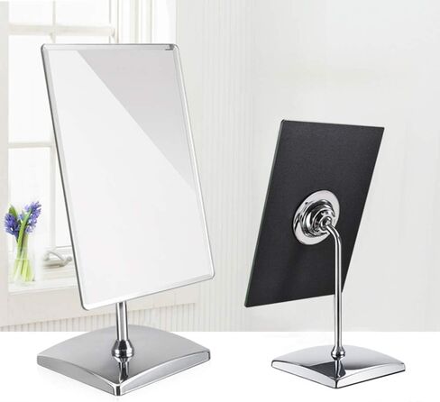 Free Standing Dressing Table Vanity Mirror,Square Detachable Angle Adjustable Frameless Design for Bedroom Desk Bathroom Countertop Makeup Shaving Large 25 x 18cm Reflective Chrome in Saudi Arabia