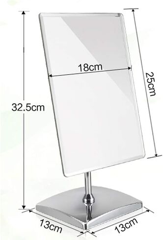 Free Standing Dressing Table Vanity Mirror,Square Detachable Angle Adjustable Frameless Design for Bedroom Desk Bathroom Countertop Makeup Shaving Large 25 x 18cm Reflective Chrome in Saudi Arabia