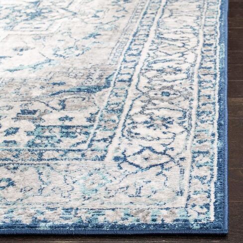 SAFAVIEH Brentwood Collection 10' x 13' Ivory/Blue BNT851A Medallion Distressed Non-Shedding Living Room Dining Bedroom Area Rug in Saudi Arabia