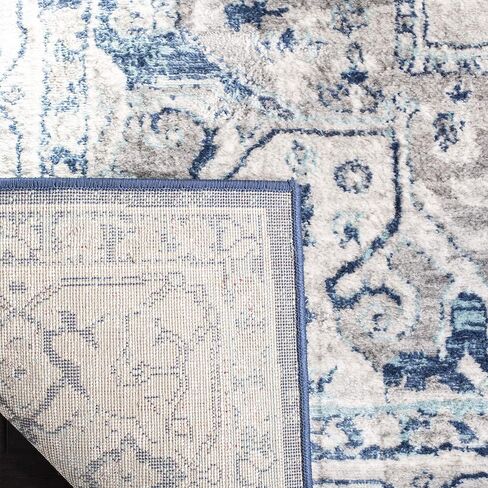SAFAVIEH Brentwood Collection 10' x 13' Ivory/Blue BNT851A Medallion Distressed Non-Shedding Living Room Dining Bedroom Area Rug in Saudi Arabia