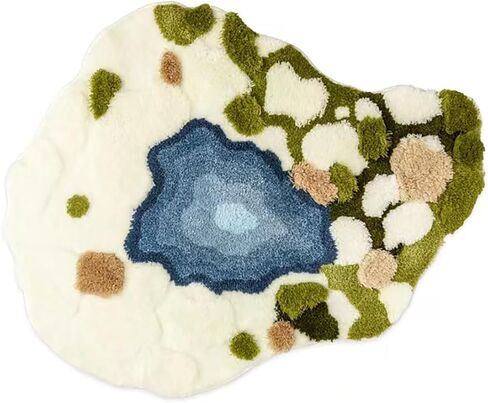 Moss Rug 3D Stereo Irregular Rug Nature Flowers Daisy Moss Rug for Living Room Bedroom Home Aesthetic Decor Floor Mat Indoor Floor Plush Shaggy Area Rug Anti-Slip Cute Rugs (39.4*39.4in) (green) in Saudi Arabia