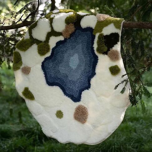 Moss Rug 3D Stereo Irregular Rug Nature Flowers Daisy Moss Rug for Living Room Bedroom Home Aesthetic Decor Floor Mat Indoor Floor Plush Shaggy Area Rug Anti-Slip Cute Rugs (39.4*39.4in) (green) in Saudi Arabia