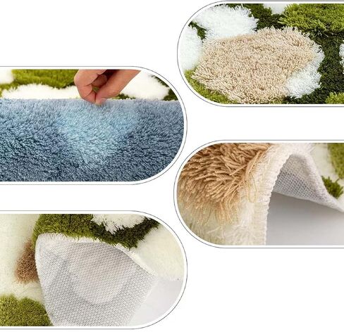 Moss Rug 3D Stereo Irregular Rug Nature Flowers Daisy Moss Rug for Living Room Bedroom Home Aesthetic Decor Floor Mat Indoor Floor Plush Shaggy Area Rug Anti-Slip Cute Rugs (39.4*39.4in) (green) in Saudi Arabia