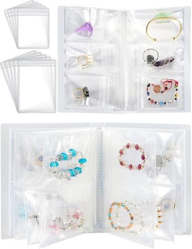 2 Pieces Transparent Travel Jewelry Organizer Portable Jewelry Storage Book Travel Jewelry case Earring Holder Jewelry Storage Album with 164 Grids and 60 Thicken PVC Bags in Saudi Arabia