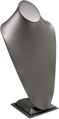 Novel Box Steel Gray Leatherette Necklace Jewelry Display Bust Stand X-Large (15.5X8X5) + Custom NB Pouch in Saudi Arabia
