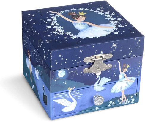 صندوق المجوهرات الموسيقية من جويل كيبر مع راقصة الباليه الدوارة، 4.25 × 4.75 × 3.5 بوصة، حزمة تصميم لامعة مع صندوق مجوهرات موسيقي مع تصميم يونيكورن جليتر قوس قزح والنجوم in Kuwait