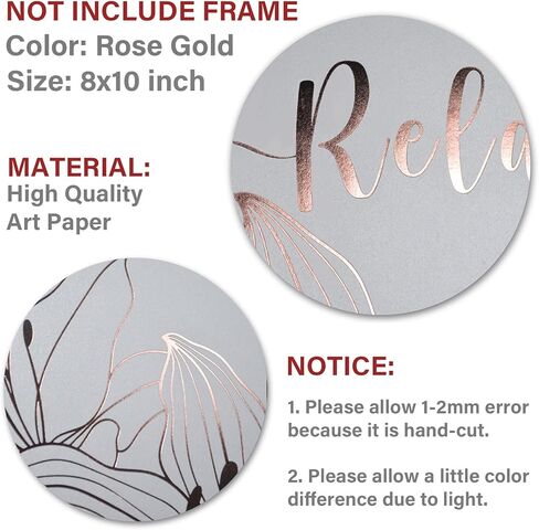 Unframed Relax Soak Unwind Breathe Bathroom Wall Decor - 8x10 inch Abstract Flowers Rose Gold Foil Print Bathroom Decor Wall Art, Set of 4 Flowers Wall Decor Art Prints for Bathroom Washroom Room Home in Kuwait