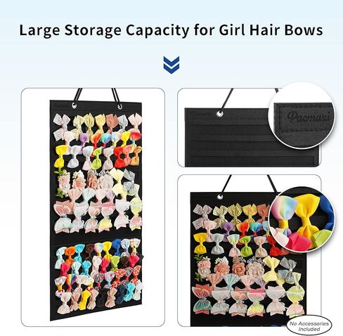 حامل فيونكة للفتيات الصغيرات، حامل فيونكات شعر لحديثي الولادة، منظم تخزين مشابك الشعر المعلقة، حامل عرض لتخزين مشابك الشعر لغرفة البنات (أسود) in Kuwait