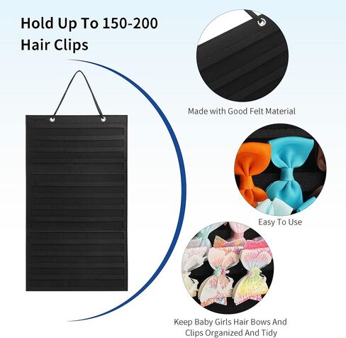 حامل فيونكة للفتيات الصغيرات، حامل فيونكات شعر لحديثي الولادة، منظم تخزين مشابك الشعر المعلقة، حامل عرض لتخزين مشابك الشعر لغرفة البنات (أسود) in Kuwait
