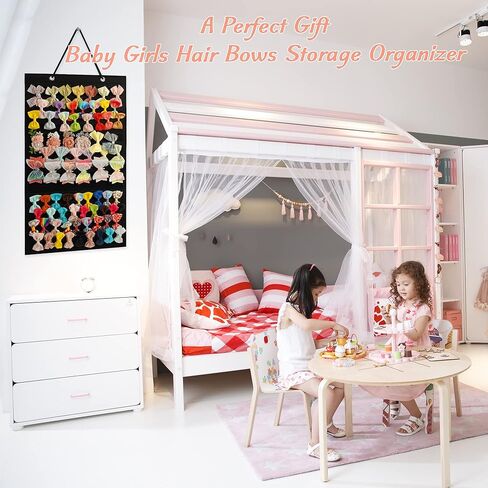 حامل فيونكة للفتيات الصغيرات، حامل فيونكات شعر لحديثي الولادة، منظم تخزين مشابك الشعر المعلقة، حامل عرض لتخزين مشابك الشعر لغرفة البنات (أسود) in Kuwait