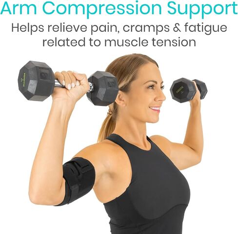 كم ضغط من Vive Bicep لالتهاب الأوتار - دعامة دعم ثلاثية الرؤوس والعضلة ذات الرأسين العلوية لتخفيف الألم - غلاف مريح وخفيف الوزن وقابل للتعديل للتعافي أو إعادة التأهيل أو التدريبات (متوسط) in Saudi Arabia