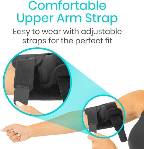 كم ضغط من Vive Bicep لالتهاب الأوتار - دعامة دعم ثلاثية الرؤوس والعضلة ذات الرأسين العلوية لتخفيف الألم - غلاف مريح وخفيف الوزن وقابل للتعديل للتعافي أو إعادة التأهيل أو التدريبات (متوسط) in Saudi Arabia