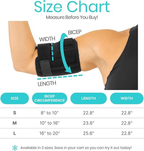 كم ضغط من Vive Bicep لالتهاب الأوتار - دعامة دعم ثلاثية الرؤوس والعضلة ذات الرأسين العلوية لتخفيف الألم - غلاف مريح وخفيف الوزن وقابل للتعديل للتعافي أو إعادة التأهيل أو التدريبات (متوسط) in Saudi Arabia
