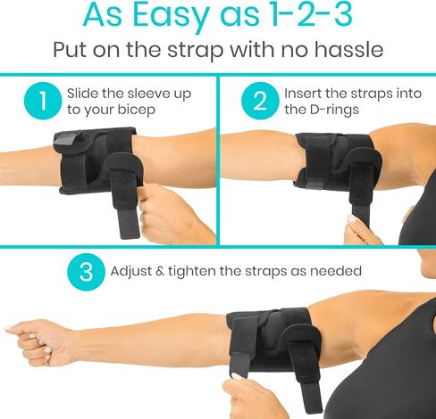 كم ضغط من Vive Bicep لالتهاب الأوتار - دعامة دعم ثلاثية الرؤوس والعضلة ذات الرأسين العلوية لتخفيف الألم - غلاف مريح وخفيف الوزن وقابل للتعديل للتعافي أو إعادة التأهيل أو التدريبات (متوسط) in Saudi Arabia