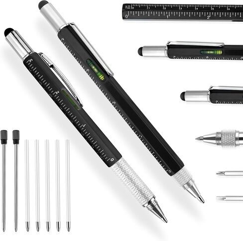 مجموعة اقلام متعددة الاستخدامات 6 في 1 مكونة من قطعتين للرجال مكونة من 2 قطعة، اداة فنية متعددة الاستخدامات ومفك براغي، هدايا عيد ميلاد للرجال والاب والجد والصديق، ادوات رائعة للكريسماس وعيد الاب in Kuwait