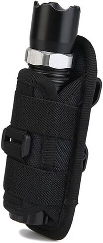 Tactical Flashlight Pouch Holster, Rotatable Flashlight Holder Belt Clip Tactical Torch Carry Case with 360 Degree Carabiner Reel Clip in Saudi Arabia