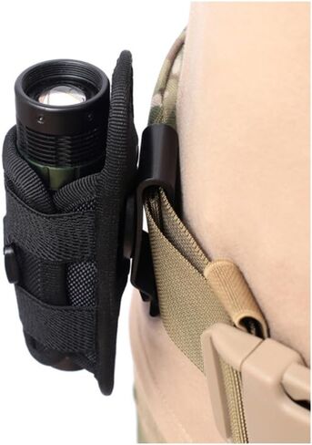 Tactical Flashlight Pouch Holster, Rotatable Flashlight Holder Belt Clip Tactical Torch Carry Case with 360 Degree Carabiner Reel Clip in Saudi Arabia