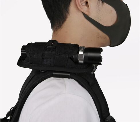 Tactical Flashlight Pouch Holster, Rotatable Flashlight Holder Belt Clip Tactical Torch Carry Case with 360 Degree Carabiner Reel Clip in Saudi Arabia
