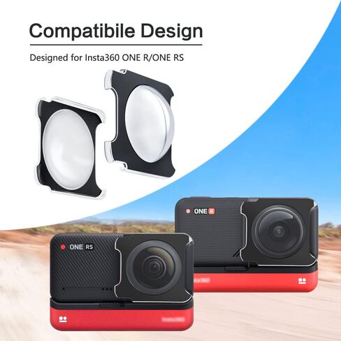 واقيات العدسات المزدوجة MTOM لـ Insta360 ONE RS/R PC حافظة غطاء للعدسات الواقية لملحقات الكاميرا الرياضية Insta360 ONE RS/R واقي عدسة RS/R واحد in Kuwait
